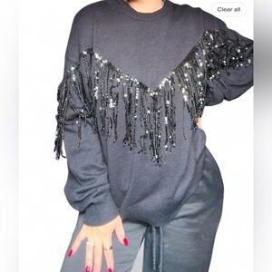 Fate Black Fringe Blazer